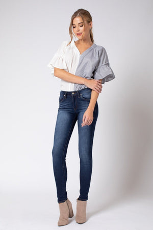 Kan Can Women's Mid Rise Super Skinny Jeans - Basic - KC7085-SaltTree