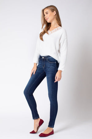 Kan Can Women's Mid Rise Super Skinny Jeans - Basic - KC7085-SaltTree