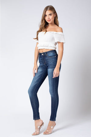Kan Can Women's Mid Rise Super Skinny Jeans - Basic - KC7085-SaltTree
