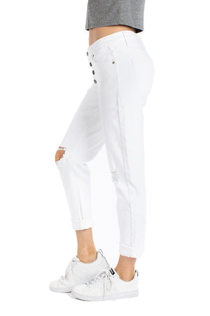 Kancan USA Women's Dark Wash Five Pocket Button Fly High Waist Denim Jeans-SaltTree