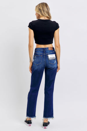 Judy Blue Full Size High Waist Rigid Magic Heavy Destroy Straight Jeans - 88819TD