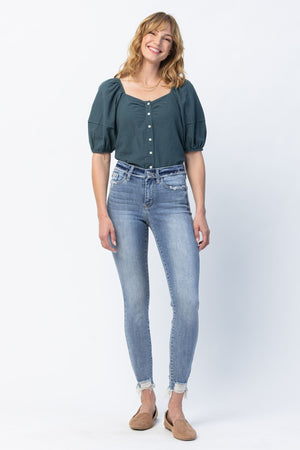 Judy Blue - Mid Rise Release Waitband Detail Skinny Jean - 82408