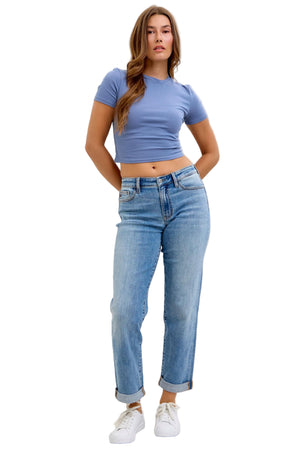 Judy Blue - Mid-Rise Boyfriend Jeans - 82703