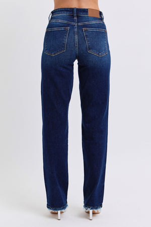 Judy Blue - Selena Mid Rise Straight Leg With Fray Hem Jeans - 82622 - SaltTree