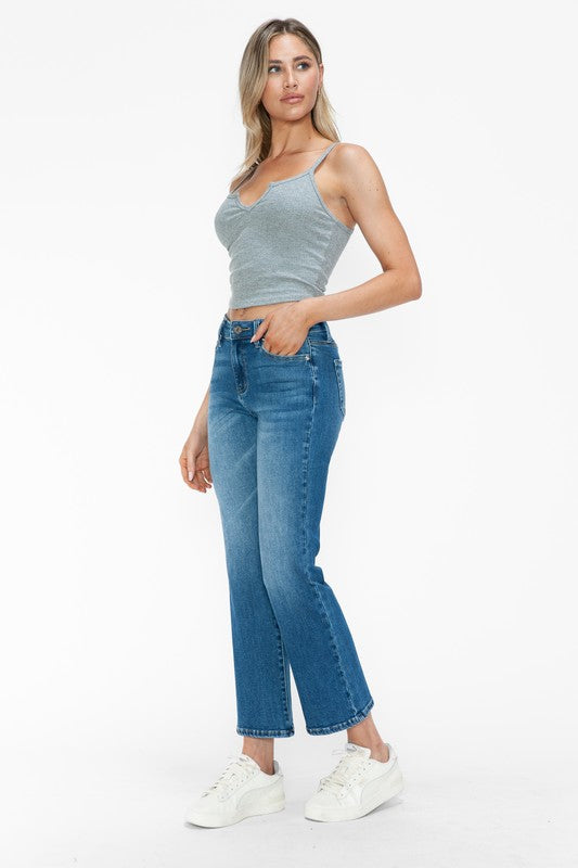 bytos Full Size Cat's Whiskers Mid Rise Ankle Jeans - SaltTree