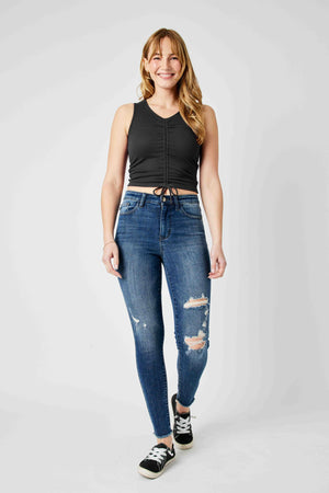 Judy Blue Full Size  High Waist Distressed Skinny Jeans - 82581TD