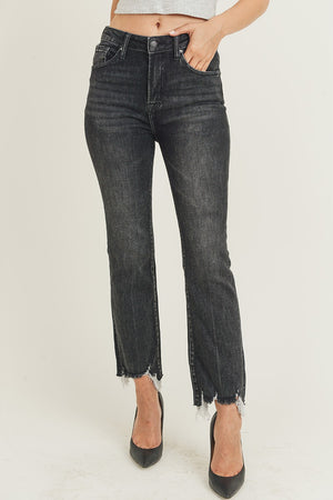 Risen Jean - High Rise Frayed Hem Ankle Flare Jeans - RDP1059 - SaltTree