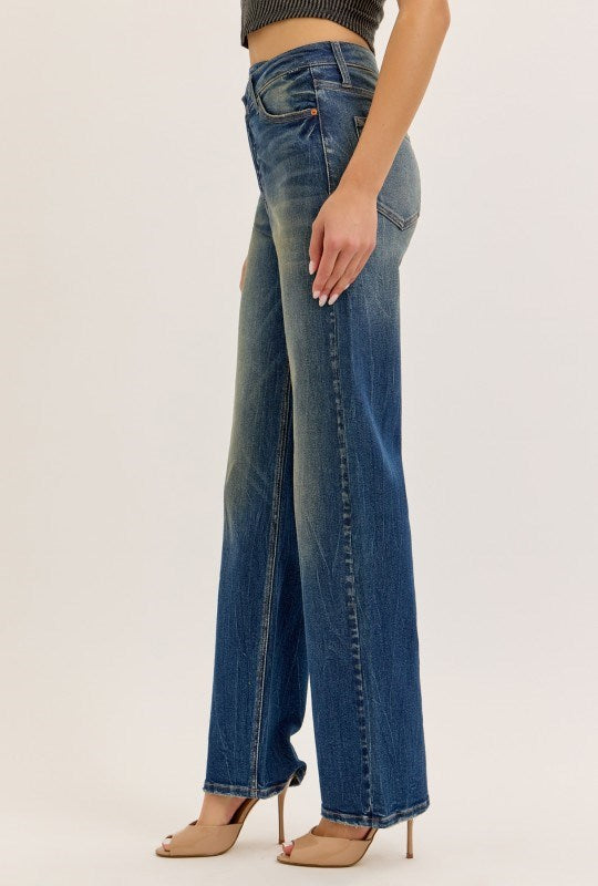 Cello Jeans - Super High Rise Dad Jeans with Re-positioned Front Closure (33" Inseam) - AM18584-SaltTree