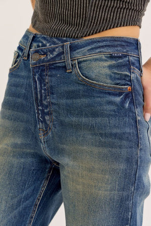 Cello Jeans - Super High Rise Dad Jeans with Re-positioned Front Closure (33" Inseam) - AM18584-SaltTree