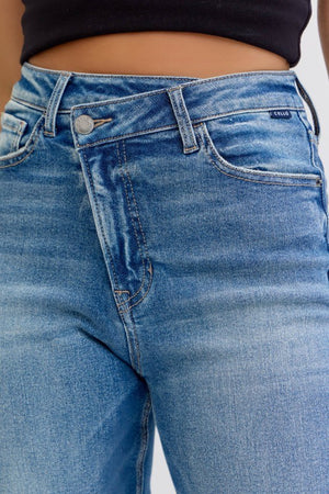 Cello Jeans - Super High Rise Dad Jeans with Re-positioned Front Closure (33" Inseam) - AM18584-SaltTree