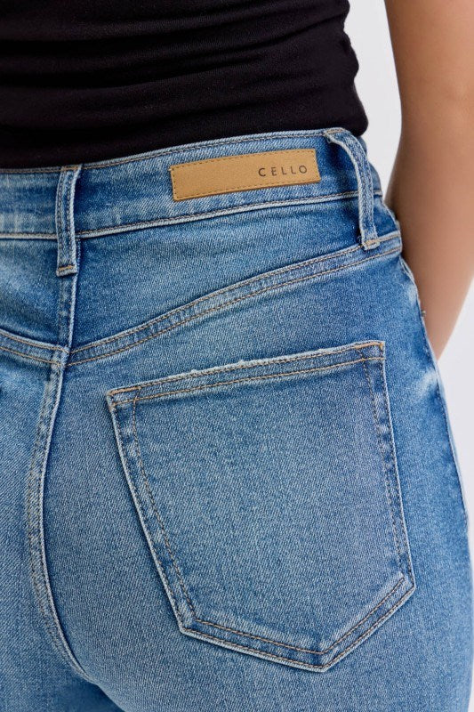 Cello Jeans - Super High Rise Dad Jeans with Re-positioned Front Closure (33" Inseam) - AM18584-SaltTree