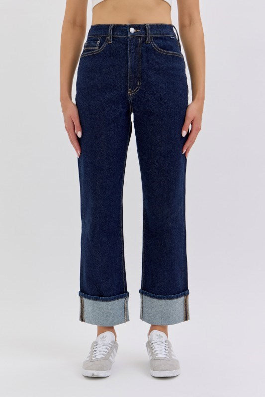 Cello Jeans - Super High Rise Dad Jeans with Cuff (28" Inseam) - AM19799-SaltTree