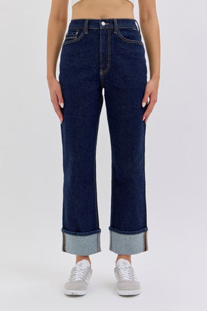 Cello Jeans - Super High Rise Dad Jeans with Cuff (28" Inseam) - AM19799-SaltTree