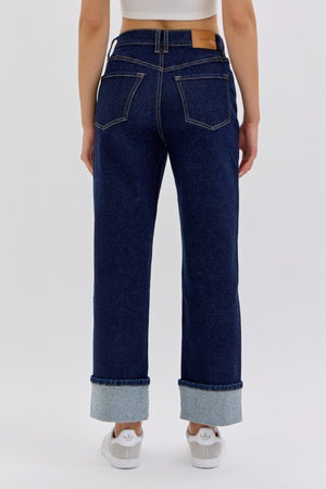 Cello Jeans - Super High Rise Dad Jeans with Cuff (28" Inseam) - AM19799-SaltTree
