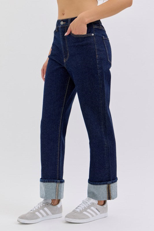 Cello Jeans - Super High Rise Dad Jeans with Cuff (28" Inseam) - AM19799-SaltTree