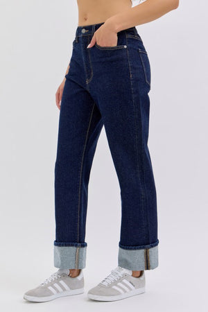 Cello Jeans - Super High Rise Dad Jeans with Cuff (28" Inseam) - AM19799-SaltTree