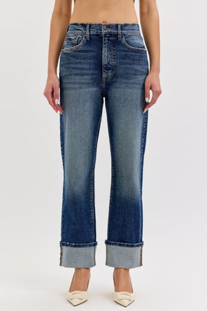 Cello Jeans - Super High Rise Dad Jeans with Cuff (28" Inseam) - AM19799-SaltTree