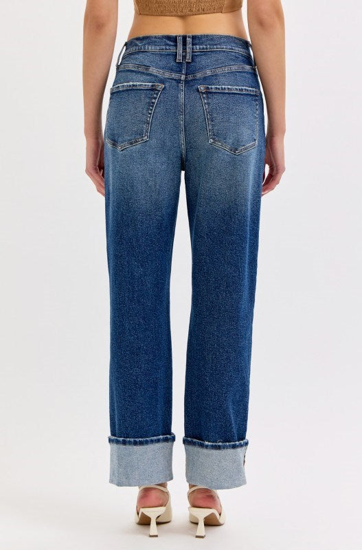 Cello Jeans - Super High Rise Dad Jeans with Cuff (28" Inseam) - AM19799-SaltTree