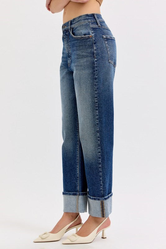 Cello Jeans - Super High Rise Dad Jeans with Cuff (28" Inseam) - AM19799-SaltTree