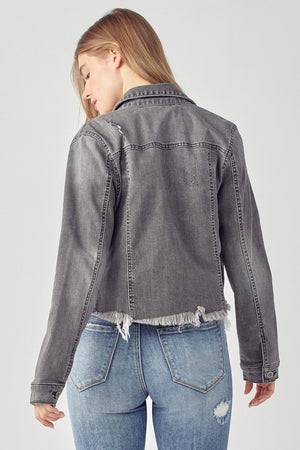 Risen Jeans - Frayed Hem Washed Jacket