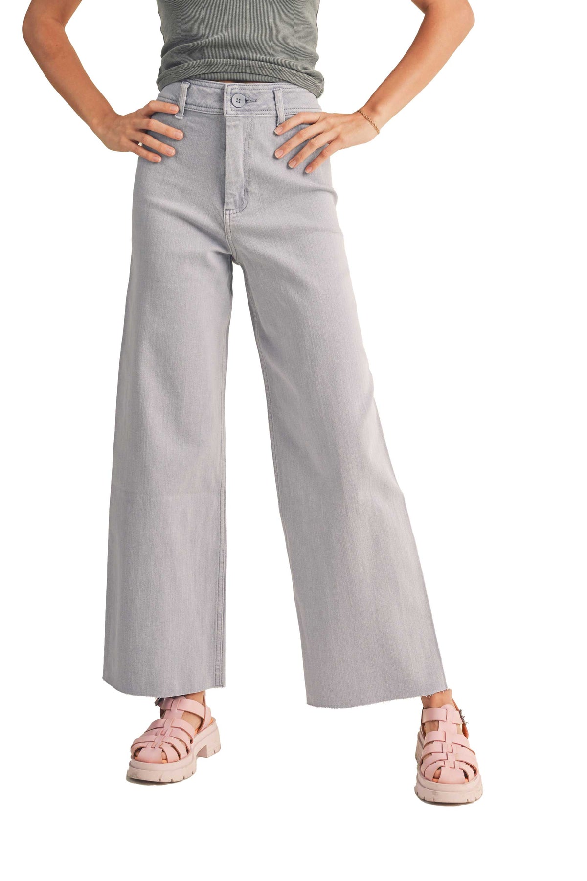 【Anyone more】Mime Light Gray Wide Pants SD1279-silver-mist-cloud-