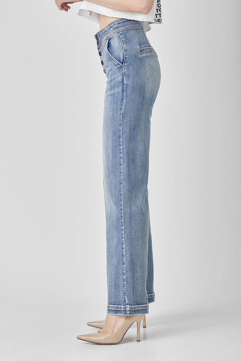 Risen Jeans - High Rise Wide Flare Jeans - RDP5248 - SaltTree