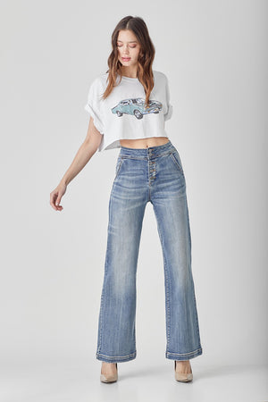 Risen Jeans - High Rise Wide Flare Jeans - RDP5248 - SaltTree