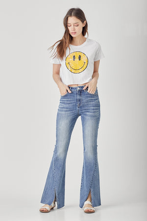 Risen Jeans - High Rise Twisted Hem Flare Jeans - RDP5243