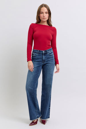 Judy Blue Full Size Raw Hem Mid Rise Jeans - 82640TD