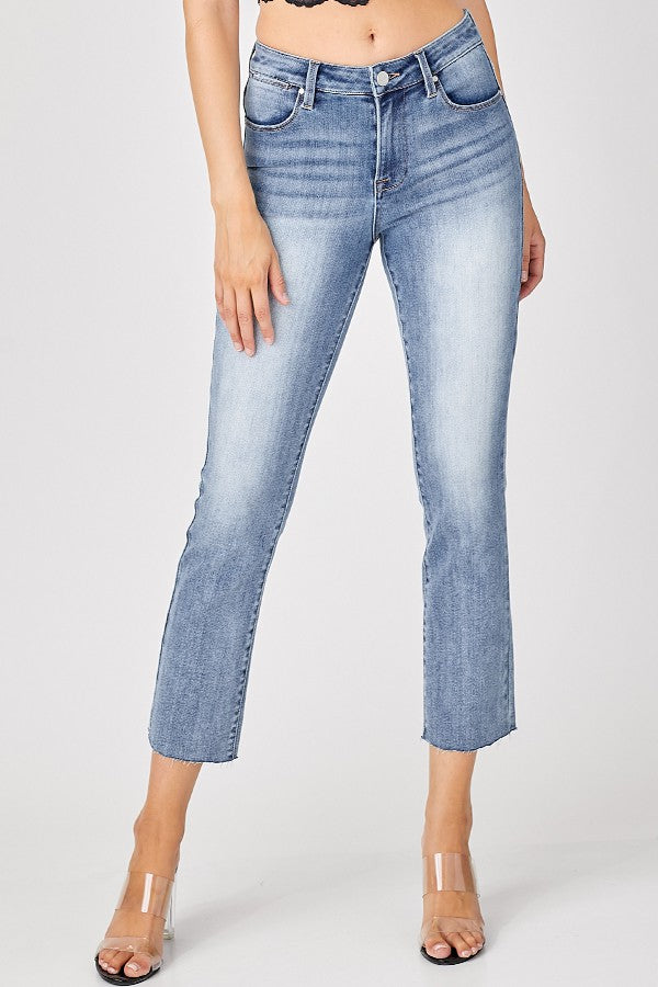 Risen Jeans - Mid Rise Straight Raw Edge Jeans - RDP5203 - SaltTree