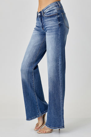 Risen Jeans - Dipped V Wide Leg Jeans - RDP5276 - SaltTree