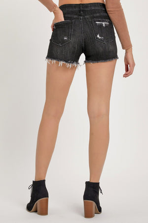 Risen Jeans - Mid Rise Patched Denim Shorts - RDS6074 - SaltTree