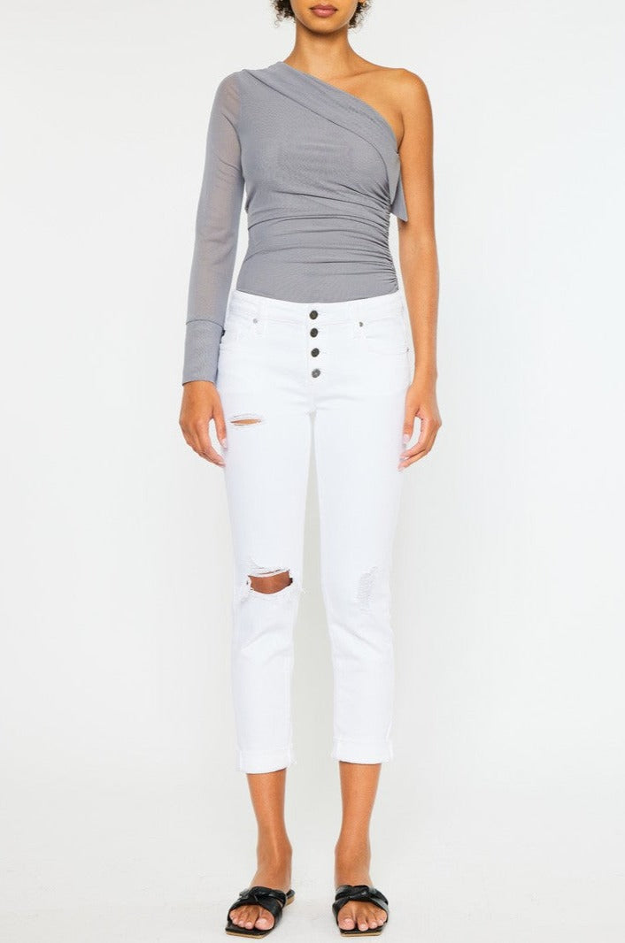 Kancan - Women's Dark Wash Five Pocket Button Fly mid Rise Denim Jeans - KC5118 - SaltTree