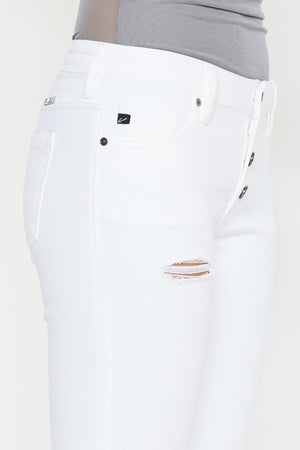 Kancan - Women's Dark Wash Five Pocket Button Fly mid Rise Denim Jeans - KC5118 - SaltTree