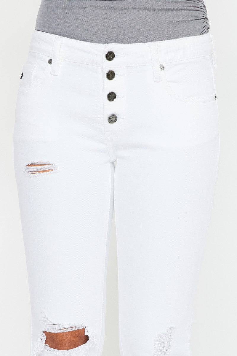 Kancan - Women's Dark Wash Five Pocket Button Fly mid Rise Denim Jeans - KC5118 - SaltTree