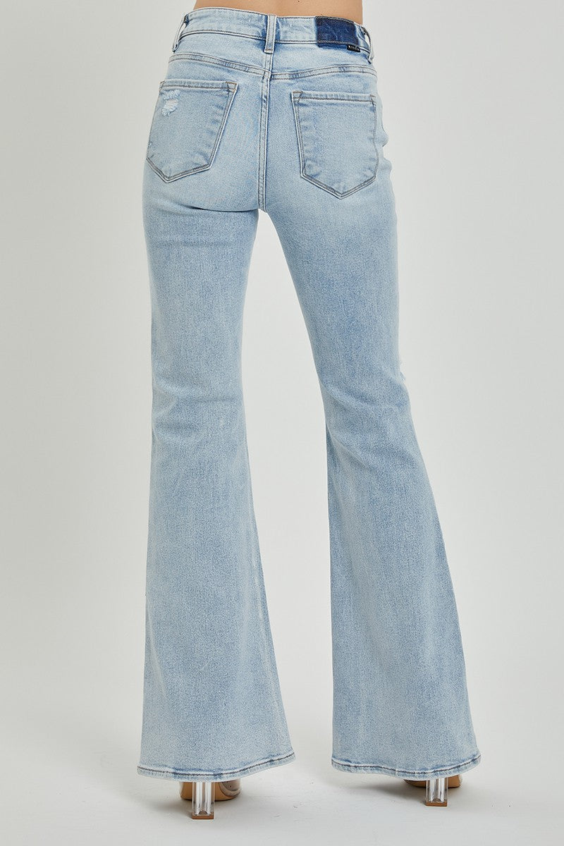 Risen Jeans - Mid Rise Button Down Flare Jeans - RDP5415L - SaltTree