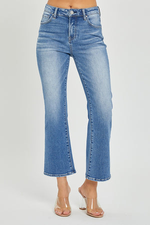 Risen Jeans - Mid Rise Cropped Flare Jeans - RDP5539