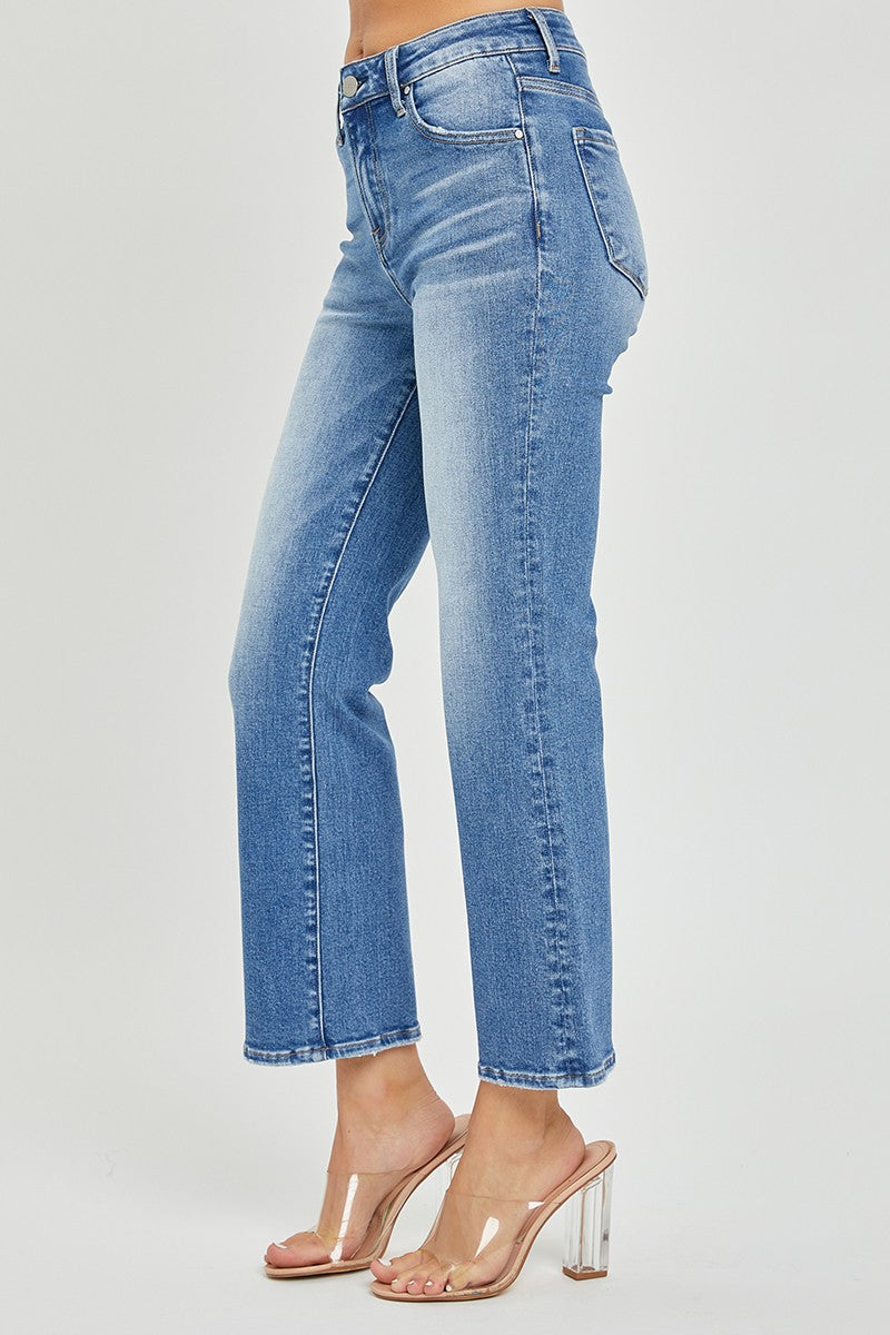 Risen Jeans - Mid Rise Cropped Flare Jeans - RDP5539 | SaltTree