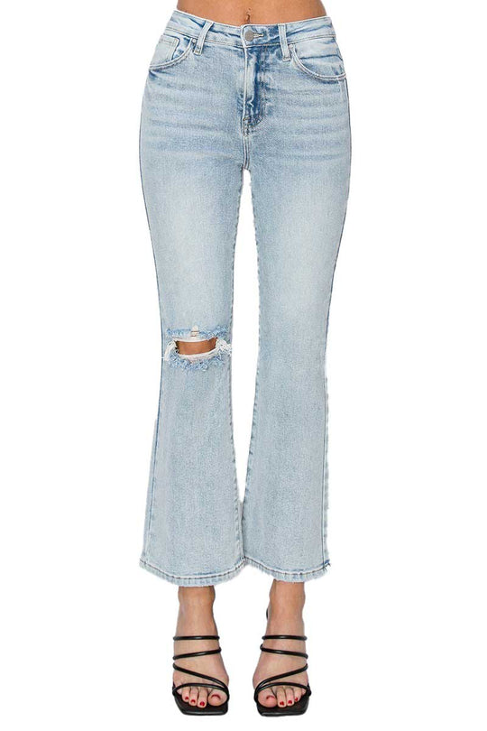 Risen Jeans - High Rise Distressed Ankle Flare Jeans - RDP5696L - Final Sale