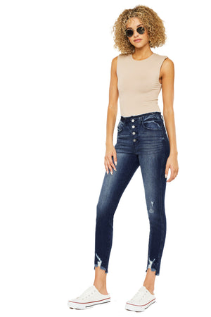 Kancan - Women's High Rise Ankle Skinny Jeans - kc8433 ST - SaltTree