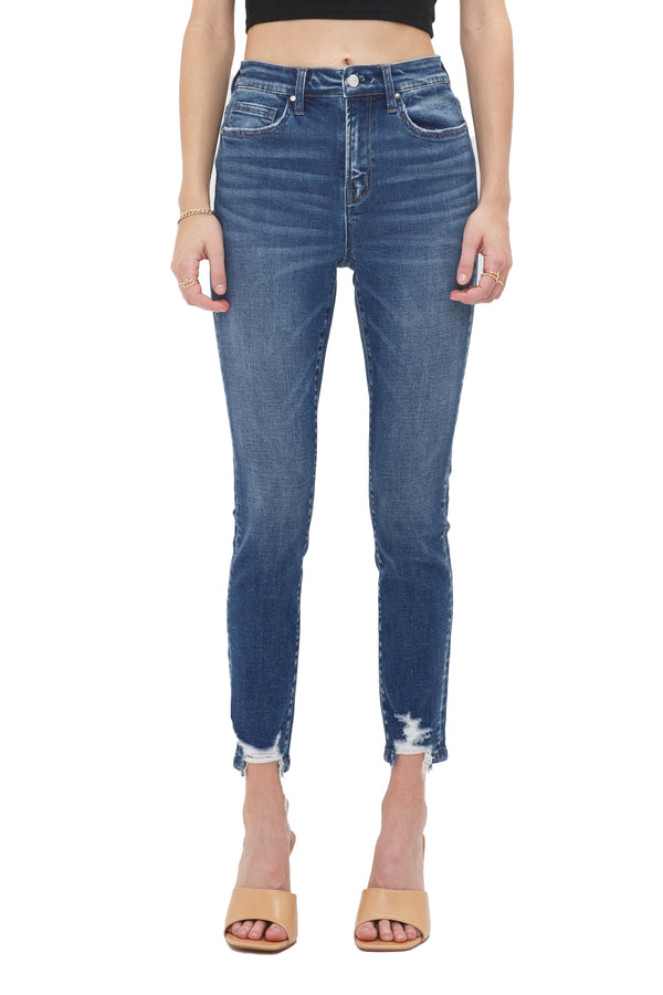 Mid Rise Pull On Crop Skinny Jeans with Rolled Hem in Medium Denim – Sweet  Sassafras Boutique
