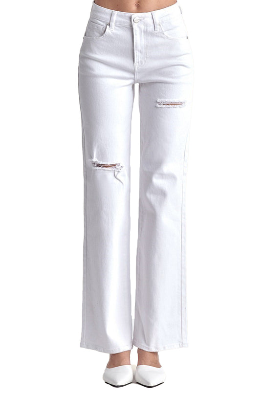 Risen Jeans - High Rise Relaxed Straight Jeans With Slit - RDP5435 - Final Sale