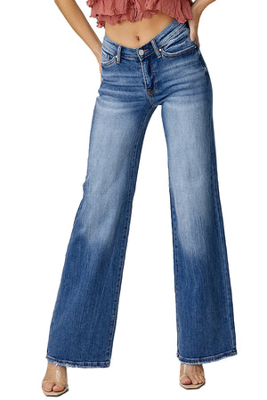 Risen Jeans - Dipped V Wide Leg Jeans - RDP5276 - SaltTree