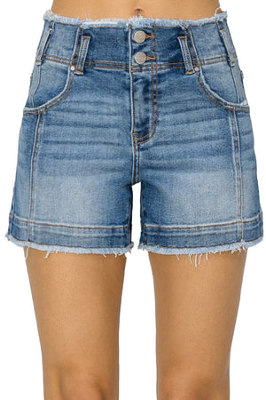 Risen Jeans - High Rise Seam Detailed Shorts -  RDS6188 - SaltTree