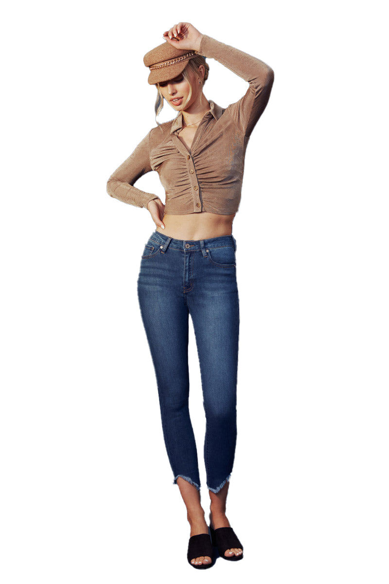 Kancan - Women's High Rise Hem Detail Skinny Jeans - KC7267ST - SaltTree