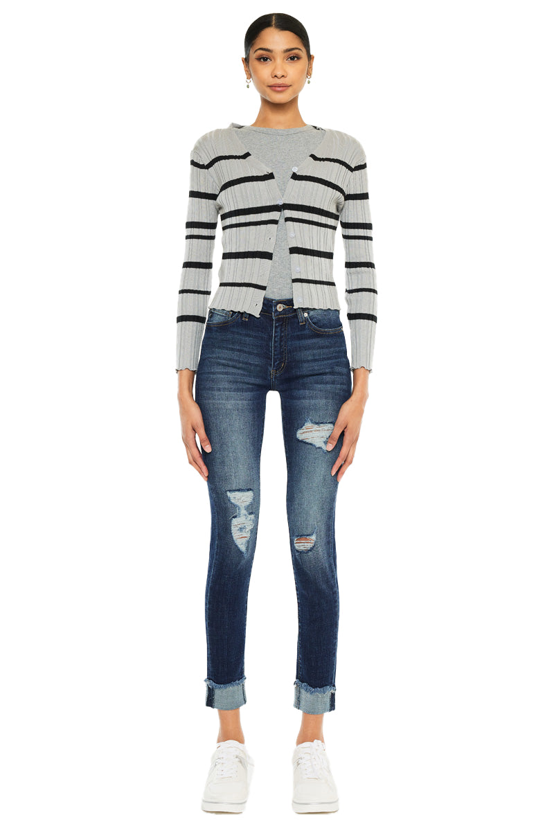 Kancan - Women's Mid Rise Ankle Length Skinny Jeans - KC7299 - SaltTree