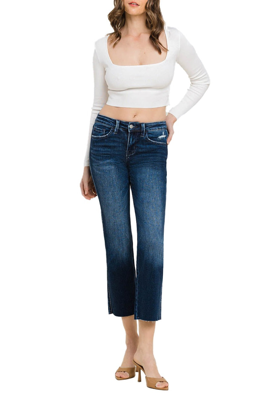 Flying Monkey - Mid Rise Cropped Straight Jeans - BY4499A - SaltTree