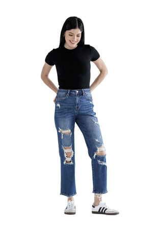 Mica Denim - High Rise Straight Crop - MDP-T3014M