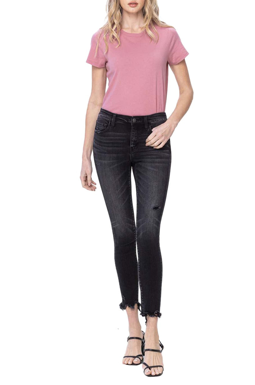 Flying Monkey - Mid Rise Crop Destroyed Hem Skinny Jeans - F5294 - SaltTree