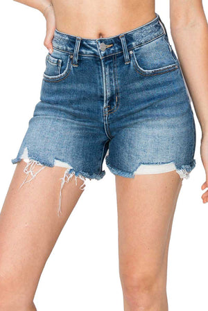 Risen Jeans - High Rise Clean Cut Hem W/Small Distressed Shorts - RDS6240 - SaltTree
